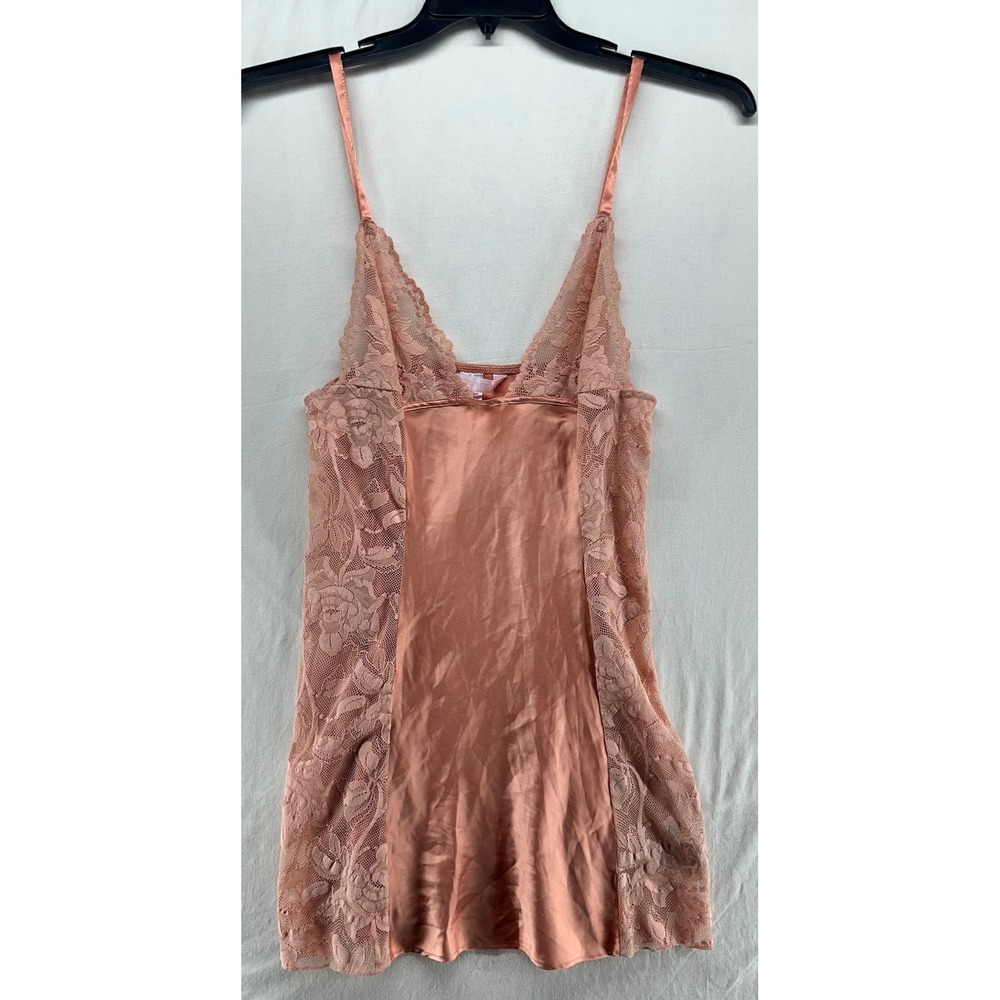 Victoria's Secret Satin Lace Chemise Slip Dress Peach Rose Gold Small